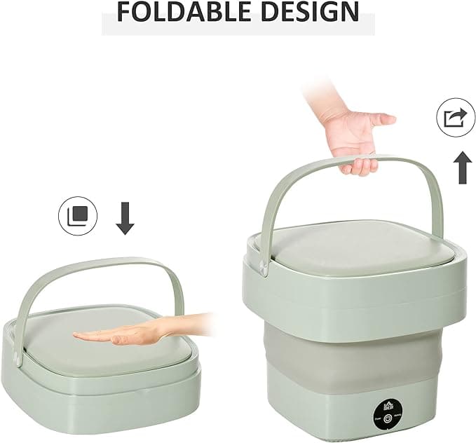 Portable Foldable Mini Washing Machine – USB Rechargeable Compact Washer for Baby Clothes & Travel