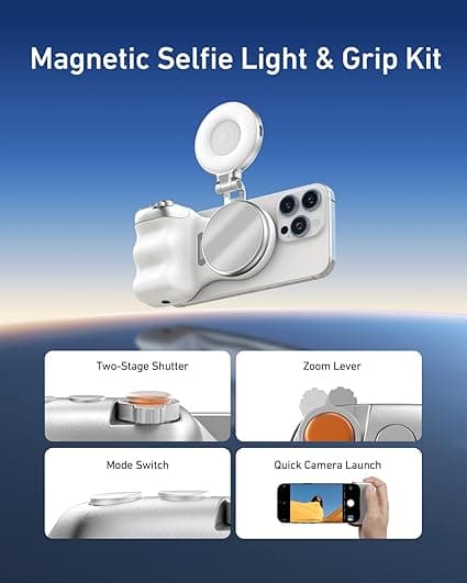 TELESIN Magnetic Camera Grip & LED Selfie Light – Pro Content Creator Bundle