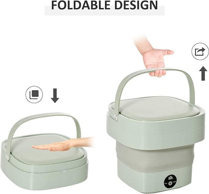 Portable Foldable Mini Washing Machine – USB Rechargeable Compact Washer for Baby Clothes & Travel