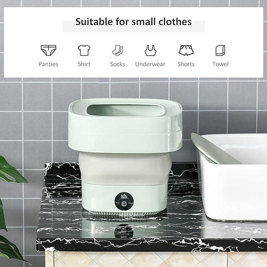 Portable Foldable Mini Washing Machine – USB Rechargeable Compact Washer for Baby Clothes & Travel