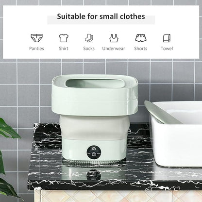 Portable Foldable Mini Washing Machine – USB Rechargeable Compact Washer for Baby Clothes & Travel