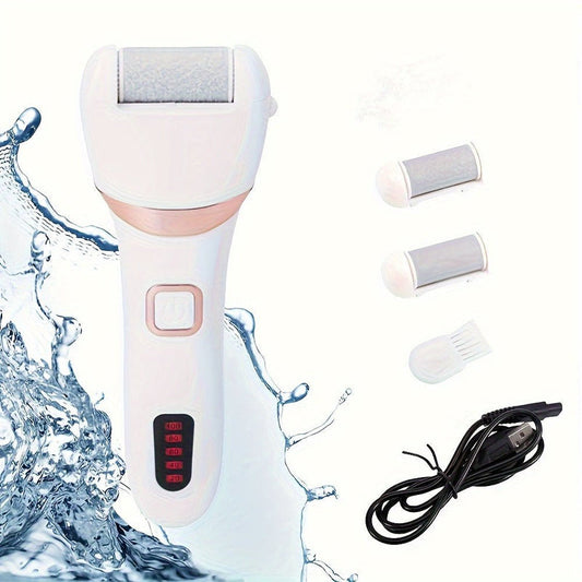 Electric Foot Grinder And Callus Remover, Electric Foot Polisher,  Rechargeable Foot Washing And Pedicure Kit,  Suitable For Cracked Heels And Dead Skin, With 3 Roller Heads
