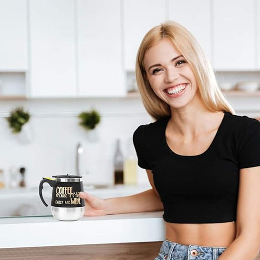 Self Stirring Coffee Mug – Automatic Mixing Stainless Steel Travel Cup